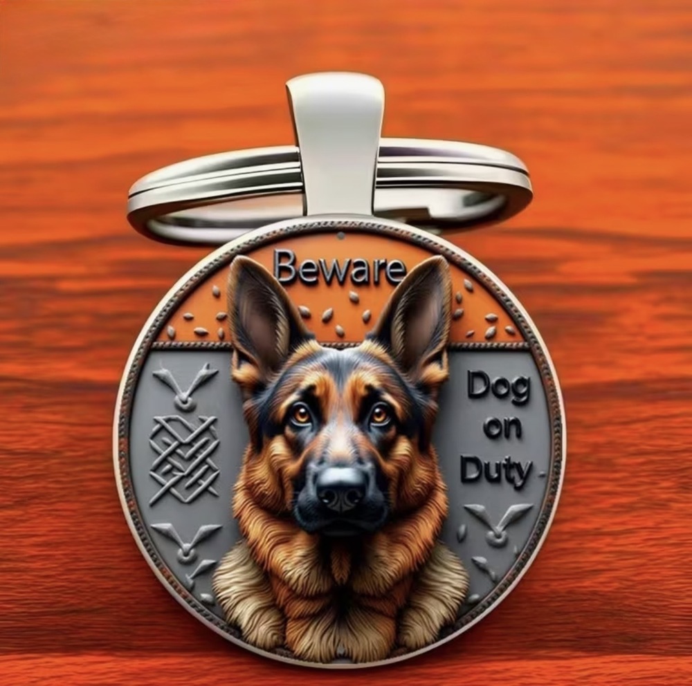 3/$25 German Shepherd Beware Dog On Duty Keychain NEW